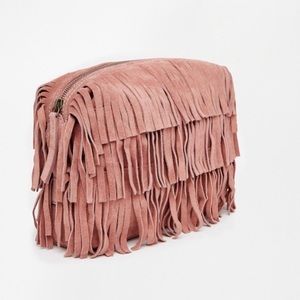 ASOS suede fringe clutch